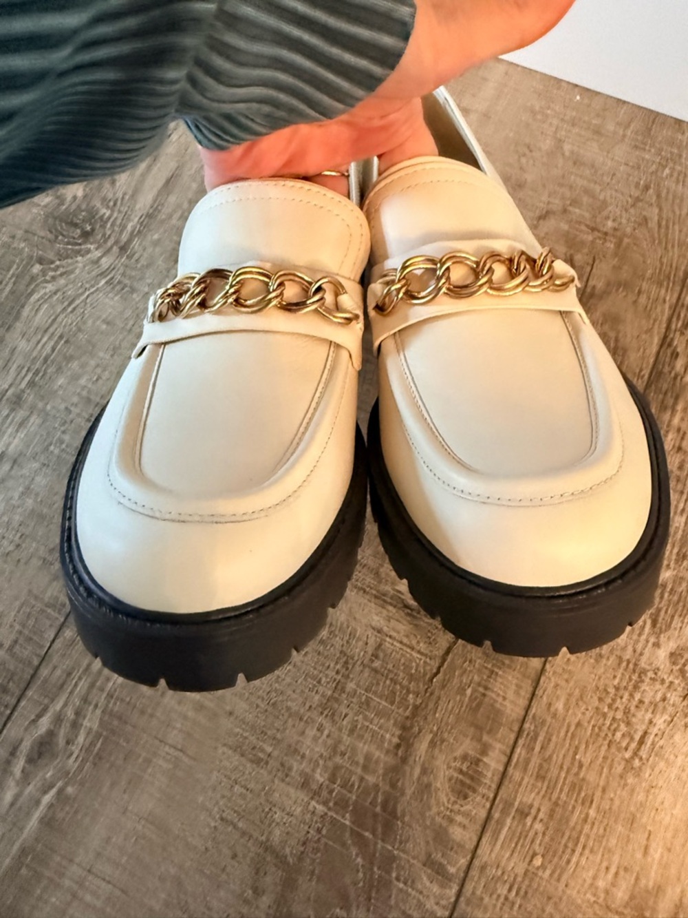 Sam Edelman Taelor Chunky Leather Loafers NWOB Cream Size 9 - Picture 2 of 7